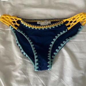 Jessica Simpson Navy and Yellow Bikini Bottom